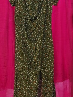 liberty Olive Green Floral Midi Dress